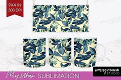 Eucalyptus Leaves Mug Wrap - Botanical Mug PNG Sublimation Product Image 1