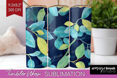 Eucalyptus Leaves Tumbler Wrap - Botanical Tumbler PNG Product Image 1