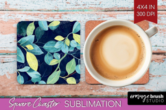 Eucalyptus Leaves Square Coaster - Botanical Coaster PNG Product Image 1