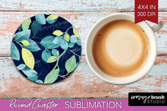 Eucalyptus Leaves Round Coaster - Botanical Coaster PNG Product Image 1