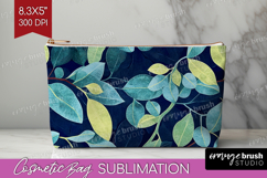 Eucalyptus Leaves Cosmetic Bag - Botanical Makeup Bag PNG Product Image 1
