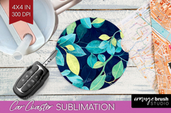 Eucalyptus Leaves Car Coaster - Botanical Coaster PNG Product Image 1
