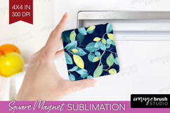 Eucalyptus Leaves Magnet Sublimation - Botanical Square PNG Product Image 1