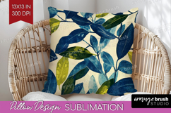 Eucalyptus Leaves Pillow Sublimation - Botanical Pillow PNG Product Image 1