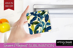 Eucalyptus Leaves Magnet Sublimation - Botanical Square PNG Product Image 1