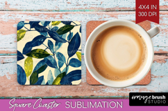 Eucalyptus Leaves Square Coaster - Botanical Coaster PNG Product Image 1