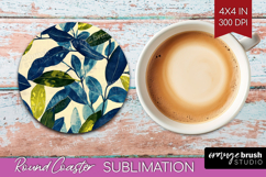 Eucalyptus Leaves Round Coaster - Botanical Coaster PNG Product Image 1