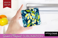 Eucalyptus Leaves Magnet Sublimation - Botanical Square PNG Product Image 1