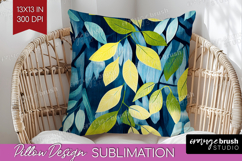 Eucalyptus Leaves Pillow Sublimation - Botanical Pillow PNG Product Image 1