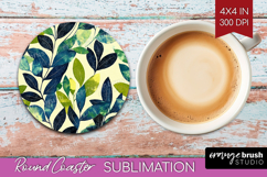 Eucalyptus Leaves Round Coaster - Botanical Coaster PNG Product Image 1