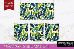 Eucalyptus Leaves Mug Wrap - Botanical Mug PNG Sublimation Product Image 1