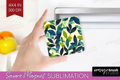 Eucalyptus Leaves Magnet Sublimation - Botanical Square PNG Product Image 1