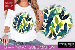 Eucalyptus Leaves Round Tshirt Background - Botanical PNG Product Image 1