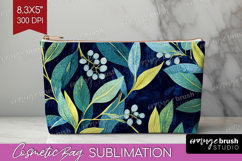 Eucalyptus Leaves Cosmetic Bag - Botanical Makeup Bag PNG Product Image 1