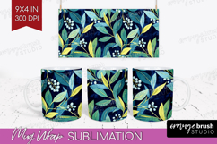 Eucalyptus Leaves Mug Wrap - Botanical Mug PNG Sublimation Product Image 1