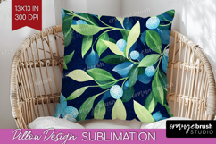 Eucalyptus Leaves Pillow Sublimation - Botanical Pillow PNG Product Image 1