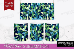 Eucalyptus Leaves Mug Wrap - Botanical Mug PNG Sublimation Product Image 1