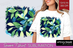 Eucalyptus Leaves Square Tshirt Background - Botanical PNG Product Image 1