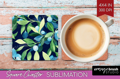 Eucalyptus Leaves Square Coaster - Botanical Coaster PNG Product Image 1