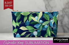 Eucalyptus Leaves Cosmetic Bag - Botanical Makeup Bag PNG Product Image 1