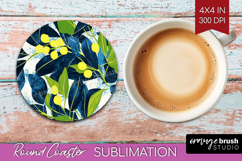 Eucalyptus Leaves Round Coaster - Botanical Coaster PNG Product Image 1