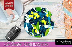 Eucalyptus Leaves Car Coaster - Botanical Coaster PNG Product Image 1