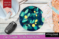 Eucalyptus Leaves Car Coaster - Botanical Coaster PNG Product Image 1