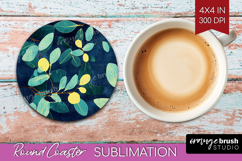 Eucalyptus Leaves Round Coaster - Botanical Coaster PNG Product Image 1