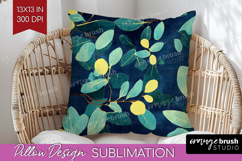 Eucalyptus Leaves Pillow Sublimation - Botanical Pillow PNG Product Image 1