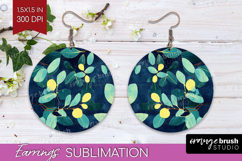 Eucalyptus Leaves Round Earrings - Botanical PNG Sublimation Product Image 1