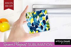 Eucalyptus Leaves Magnet Sublimation - Botanical Square PNG Product Image 1