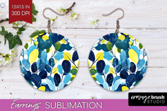 Eucalyptus Leaves Round Earrings - Botanical PNG Sublimation Product Image 1