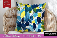 Eucalyptus Leaves Pillow Sublimation - Botanical Pillow PNG Product Image 1