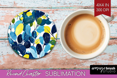 Eucalyptus Leaves Round Coaster - Botanical Coaster PNG Product Image 1
