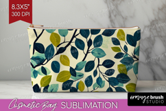 Eucalyptus Leaves Cosmetic Bag - Botanical Makeup Bag PNG Product Image 1