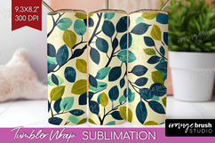 Eucalyptus Leaves Tumbler Wrap - Botanical Tumbler PNG Product Image 1
