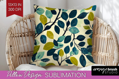 Eucalyptus Leaves Pillow Sublimation - Botanical Pillow PNG Product Image 1