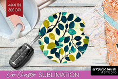 Eucalyptus Leaves Car Coaster - Botanical Coaster PNG Product Image 1