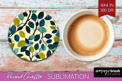 Eucalyptus Leaves Round Coaster - Botanical Coaster PNG Product Image 1
