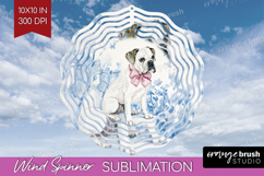 Boxer Dog Wind Spinner Sublimation PNG Blue Toile Round Product Image 1