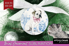 Boxer Dog Ornament PNG Blue Toile PNG Sublimation Product Image 1