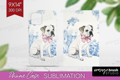 Boxer Dog Phone Case PNG Blue Toile Case PNG Sublimation Product Image 1