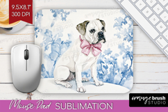 Boxer Dog Mouse Pad Sublimation Blue Toile Mousepad PNG Product Image 1