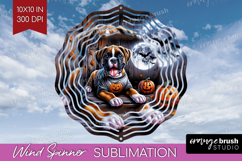 Boxer Dog Wind Spinner Sublimation PNG Halloween Round Product Image 1
