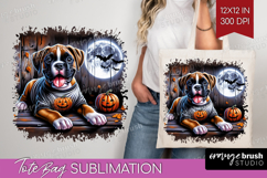 Boxer Dog Tote Bag Halloween Tote Bag PNG Sublimation Product Image 1