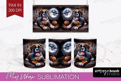 Boxer Dog Mug Wrap Halloween Mug PNG Sublimation Product Image 1