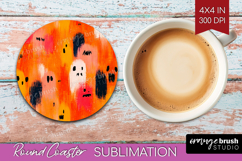 Halloween Round Coaster - Brush Stroke Coaster PNG Product Image 1