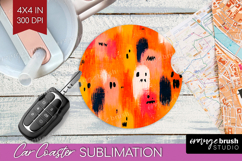 Halloween Car Coaster - Brush Stroke Coaster PNG Sublimation Product Image 1