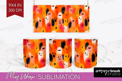 Halloween Mug Wrap - Brush Stroke Mug PNG Sublimation Product Image 1