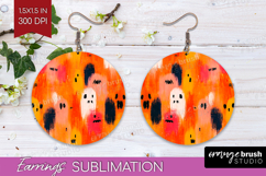 Halloween Round Earrings - Brush Stroke PNG Sublimation Product Image 1